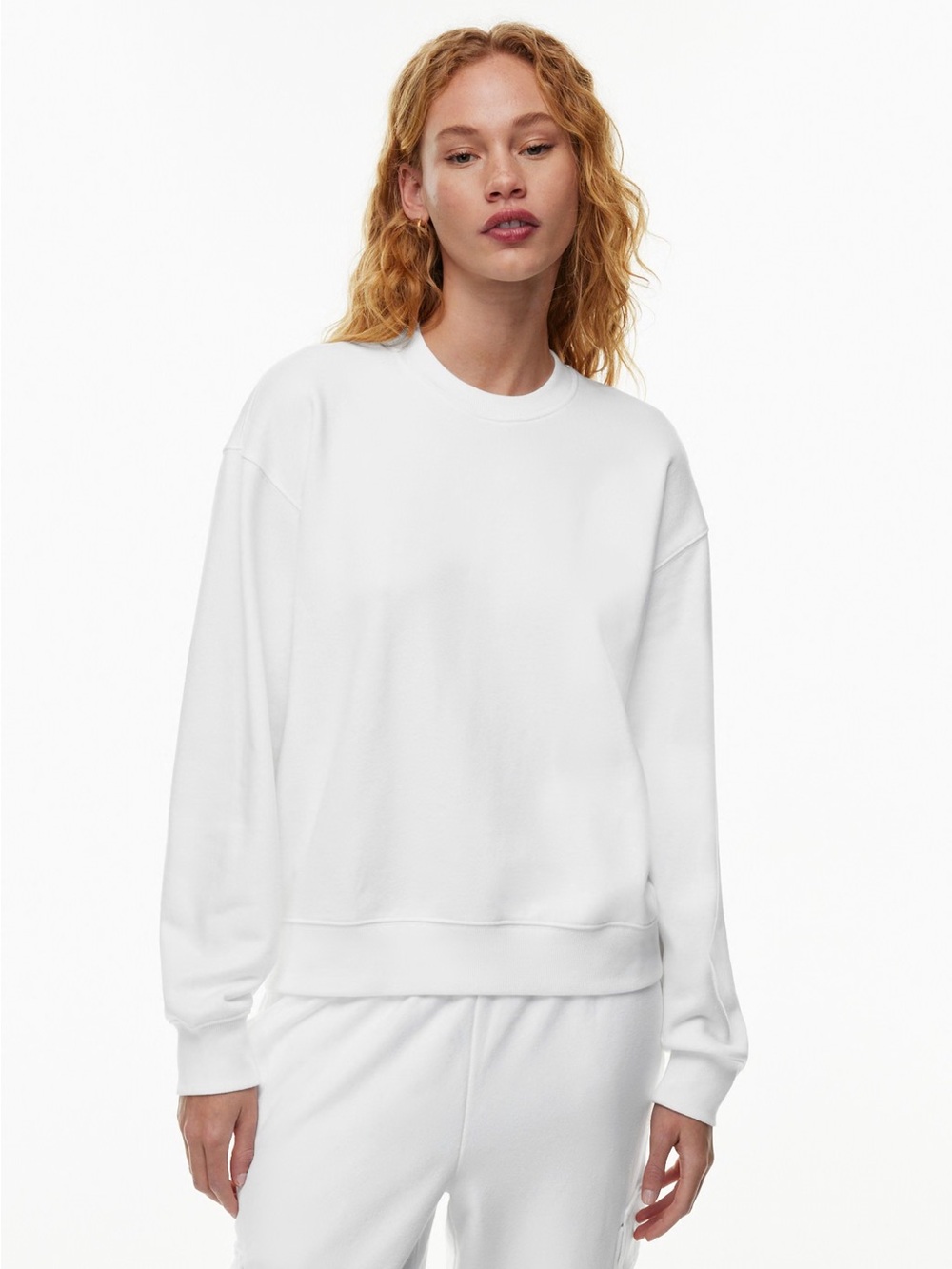 Aritzia Sweatfleece Cozy Fleece Boyfriend Fit Sweatshirt - White - Size Small